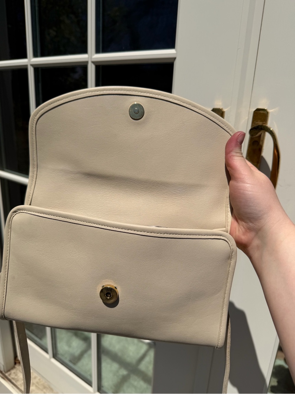 Auth Vtg COACH Sterling Glovetanned Leather Shoulder Bag - Bone - Made in USA - Picture 9 of 14